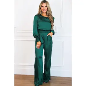 Winter Chic Satin Jumpsuit: Emerald
