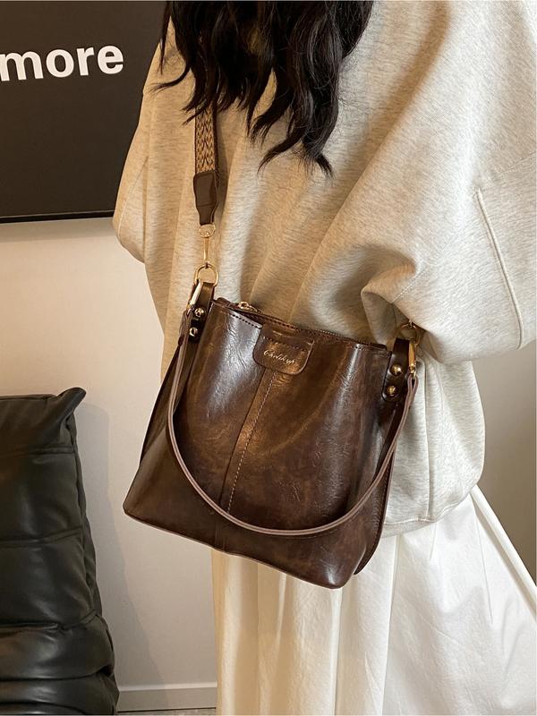 Vintage Large Capacity Bucket Bag, Fashion Casual Shoulder Crossbody Bag for Outdoor Travel Commuting, Stylish Unisex Handbag, Fashionable Crossbody Bag Vintage Large Capacity Bucket Bag, Fashion Casual Shoulder Crossbody Bag for Outdoor Travel Commuting, Stylish Unisex Handbag, Fashionable Crossbody Bag