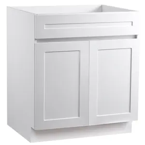 VEVOR White Shaker Base Cabinet, 30-Inch Unassembled Sink Base Cabinet, 30" W x 24" D x 34.5" H Ready to Assemble Cabinet with Soft-Close Doors and Adjustable Shelf, for Home Office