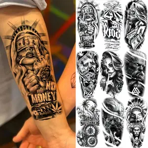 1 Sheet Chicano Gangster Zeus God Temporary Tattoos For Men Women Adults Water Transfer Fake Tattoo Sticker  Arm