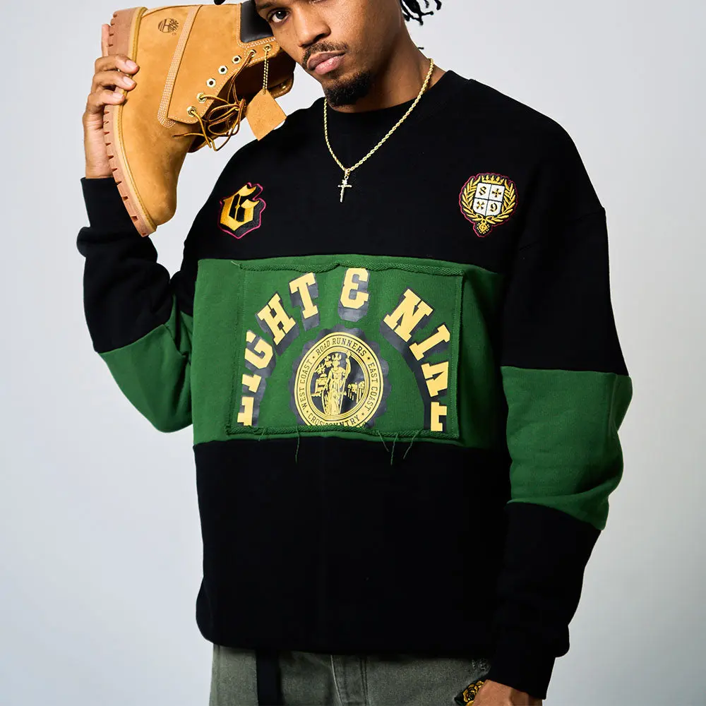 Varsity Black Crew Neck Sweatshirt