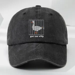 Funny "Got Too Silly" Goose Jail Meme Embroidered Baseball Cap, Vintage Washed Cotton Dad Hat for Men Women, Humorous Everyday Casual Sun Hat, Quirky Novelty Gag Gift