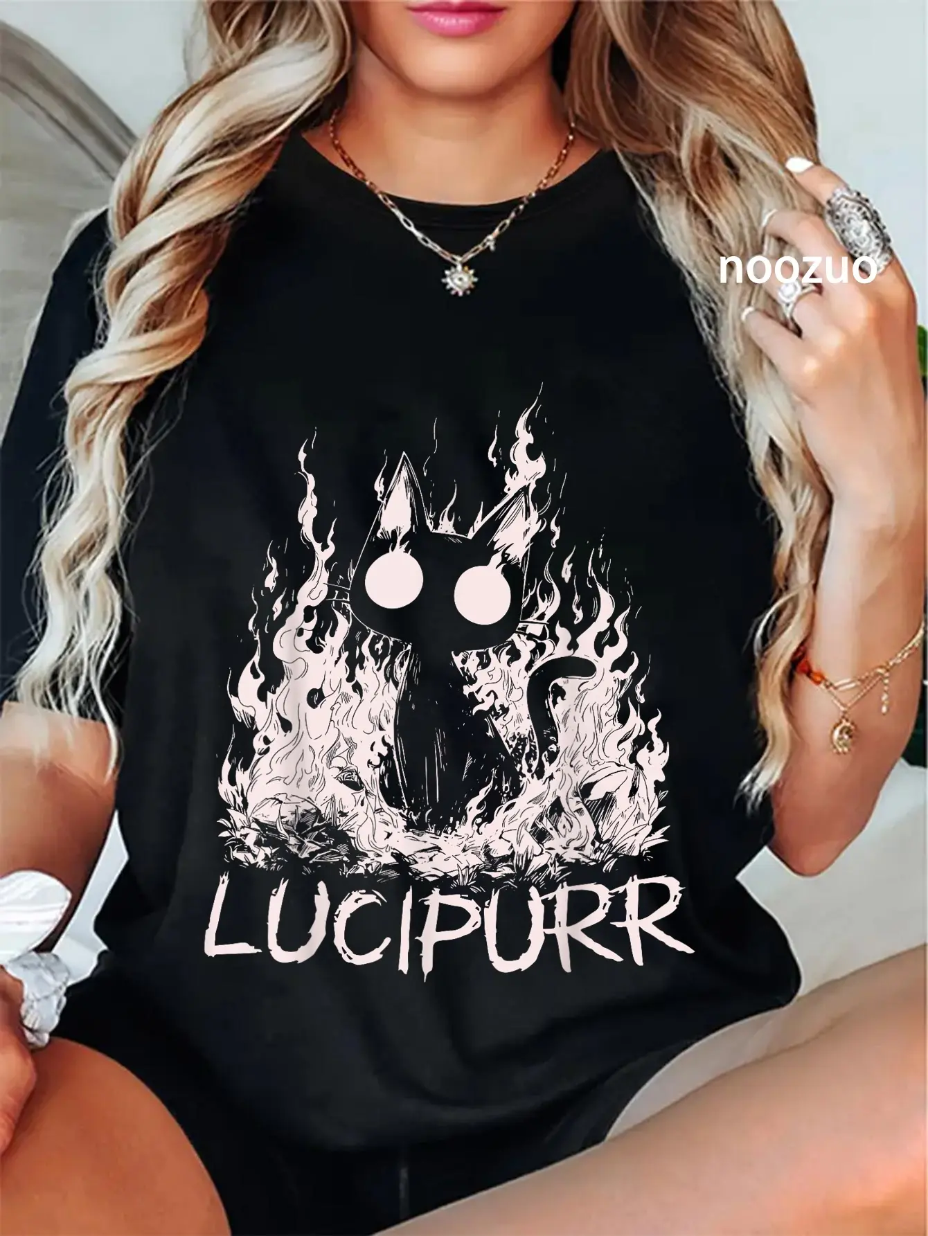 100% Cotton Lucipurr Cat Lover Lucifer Baphomet 666 Demon Kitty T-Shirt