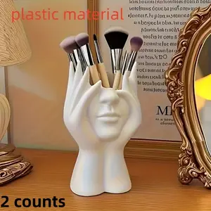 2 Counts Unique creative body art makeup brush cup, handmade plastic desktop or bathroom makeup storage box, lightweight and stylish makeup brush and accessory organizer, anti drop design, Beauty Supplies Organizer