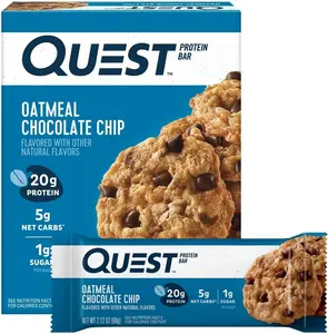 Quest Nutrition Cookies & Cream Protein Bars, 21g Protein, 4g Net Carbs, 1g Sugar, High Fiber, Gluten Free, Keto Friendly