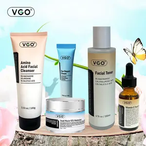 VGO Skincare 5-step skincare routine, cleanser, toner, serum,eye cream and face cream, provides daily moisturizing and cleansing care for healthy skin