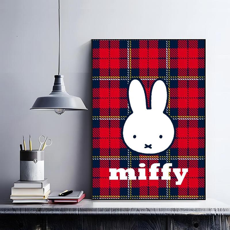 Cute Cartoon M-miffyS Poster HD self-adhesive fade-proof waterproof wrinkle-resistant poster stickers suitable for living room bedroom dormitory cafe bar background decoration wallpaper and gifts