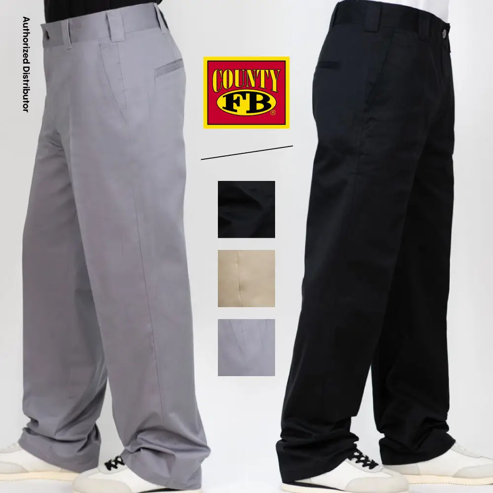 FB COUNTY Men's Regular Fit Work Pants FBCOUNTY Kackies Work Pants Work Uniform Original Fit Workwear Pockets Plain Black Gray Khaki Menswear Casual S