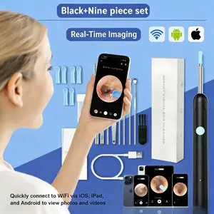 Ear Wax Removal Tool with Camera, 1 Set Portable Type-C Rechargeable Ear Cleaner, Waterproof Endoscope Ear Cleaning Tool, Earwax Removal Tool, Earwax Removal Kit, Earwax Remover Tool HD Wireless WiFi wide angle Ear Wax Remover silicone tip scope clean