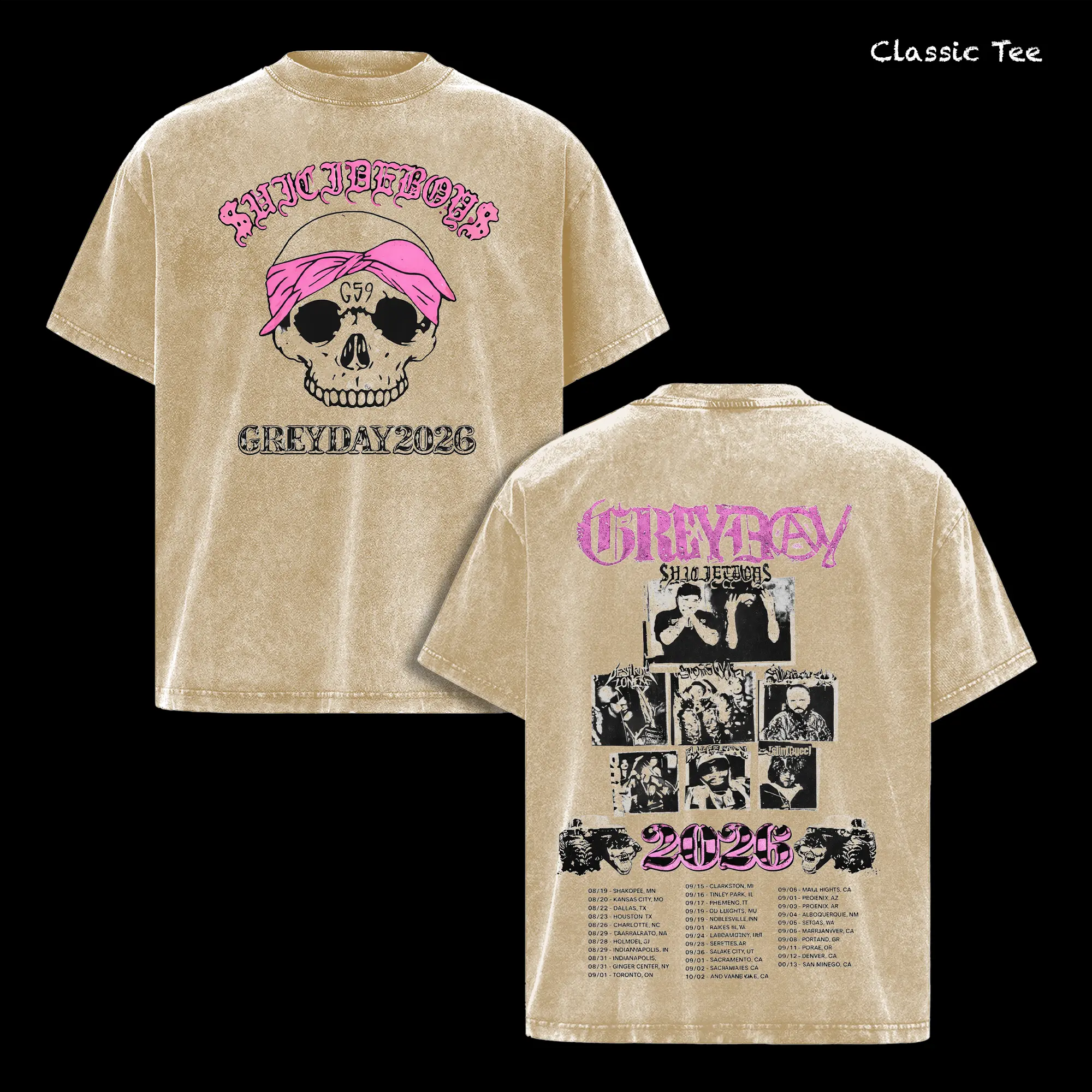 GreyDay 2026 Tour Shirt – Vintage Acid Washed Oversized Graphic T