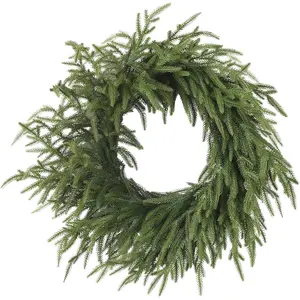 23.6 Inch Christmas Tree Wreath, Real Touch Artificial Greenery, Indoor Outdoor Wall Window Porch Decor, Holiday Decoration