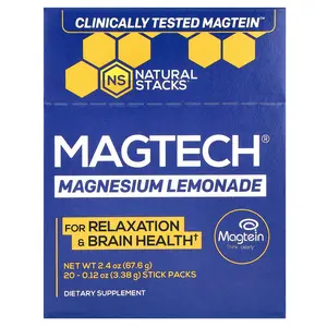 Natural Stacks MagTech® Magnesium, Lemonade, 20 Stick Packs, 0.12 oz (3.38 g) Each