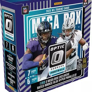 2025 Donruss Optic Football Mega Box  Blue Hyper Rated Rookies + Downtown-Uptown & Auto Hunts