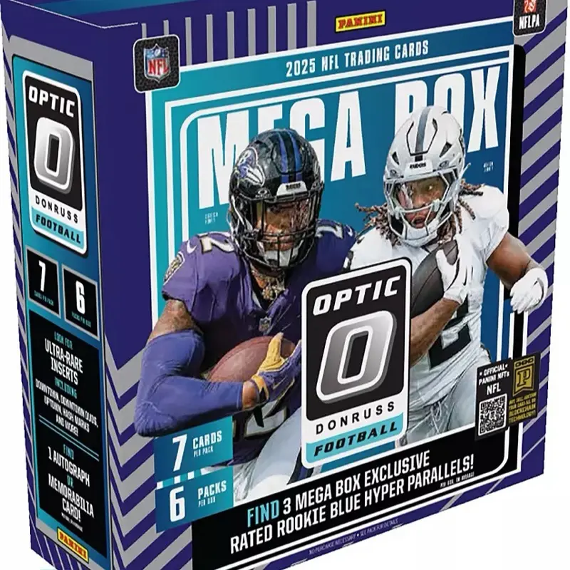 2025 Donruss Optic Football Mega Box  Blue Hyper Rated Rookies + Downtown-Uptown & Auto Hunts