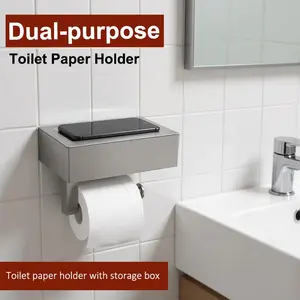 Wet Paper Towel Holder with Lid, Dual-Use Toilet Paper Rack, Stainless Steel Wall-Mounted Bathroom Organizer, Multiple Colors Available