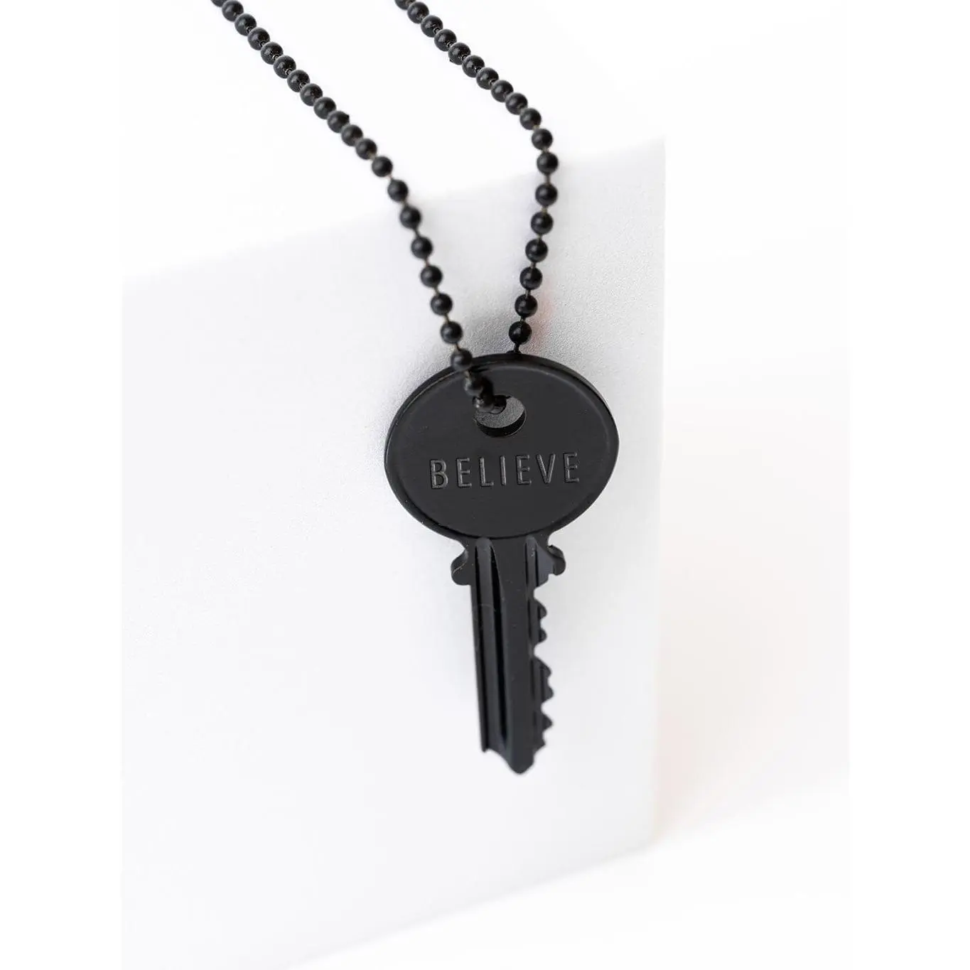 Matte Black Classic Key Ball Chain Necklace