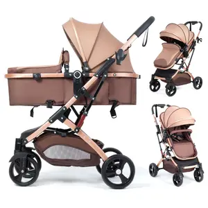 2-in-1 Convertible Lightweight Newborn Baby Stroller - Reversible, Foldable High-Landscape Pushchair with Adjustable Canopy, Anti-Shock Wheels, Travel Bag, Backpack, Changing Pad (Black Friday Pick)