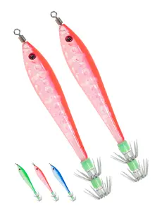 BLUEWING Squid Jig with Double-Layered Stainless Steel Hooks Squid Fishing Lure Baits for Freshwater and Saltwater Fishing Jigs