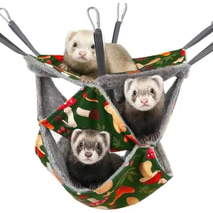 3-Layer Ferret Hammock Soft Guinea Pig Hammock Washable Rat Hammock Hamster Cage Accessories Cozy Ferret Bed Toys for Small Animals Pet Sugar Glider Set