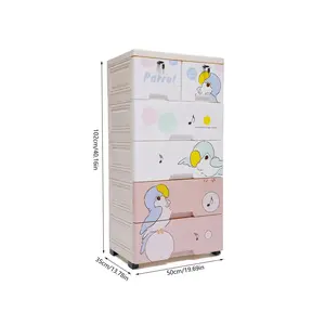 New 2024  Plastic Polar Bear Pattern Storage Cabinet With 6 Closet Drawers Tall Dresser Organizer For Living Rooms Bedrooms 19.69 13.78 * 40.16in Indoor Furniture