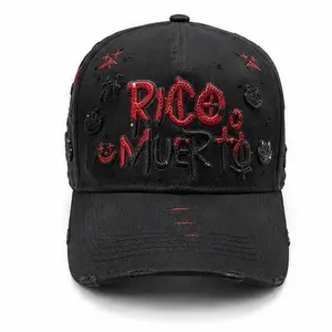 Rico O Muerto Premium Black-Red Snapback Hat, Streetwear Fashion Accessory Cap