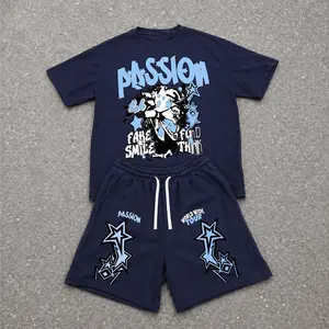 Men’s Summer 2 Piece Set, Steet Star Skull Hip-Hop Street Style Letter Print Short Sleeve T Shirt and Drawstring Shorts Matching Outfit, Lightweight Breathable Casual Set for Travel, Streetwear, Beach, Vacation, and Daily Wear