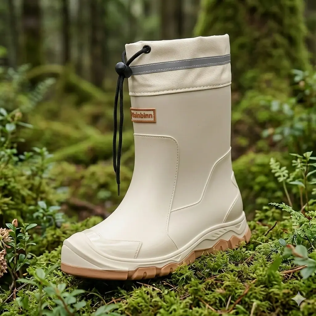 Women's Lightweight Ankle Rain Boots - Waterproof, Non-Slip Rubber Shoes, Comfortable Durable Footwear for Camping, Gardening