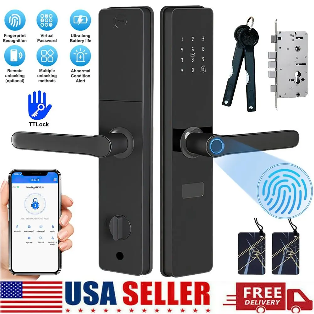 【BackToSchool】Upgraded Door Lock Biometric Fingerprint Bluetooth Password Keyless Keypad Entry Applicable door thickness 60mm
