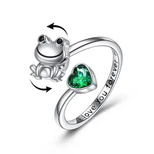 S925 sterling silver women's frog ring open ring suitable for size 6-9 frogring