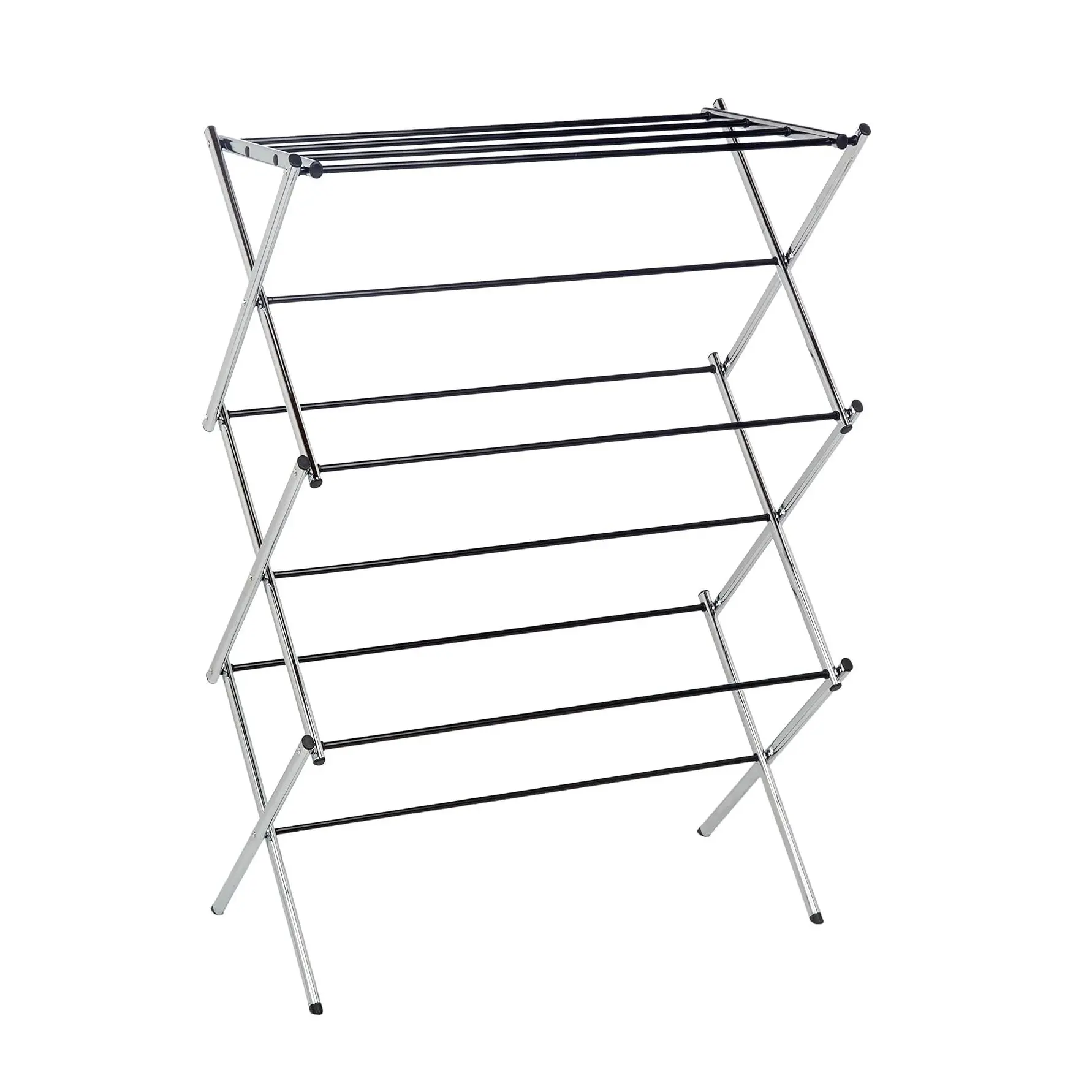 Foldable Laundry Rack for Air Drying Clothing, 29.4 x 14.8 x 41.9 inches (LxWxH), Chrome Silver & White| Space-Saving Clothes Drying Rack, Portable Laundry Organizer Accessories .