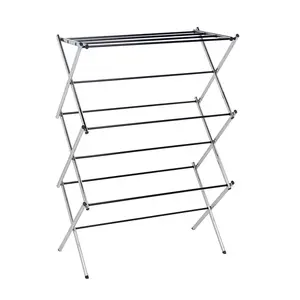Foldable Laundry Rack for Air Drying Clothing, 29.4 x 14.8 x 41.9 inches (LxWxH), Chrome Silver & White | Space-Saving Clothes Drying Rack, Portable Laundry Organizer Accessories .
