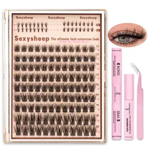 Volume Lash Clusters Wispy Eyelashes Extensions 5-18mm Cluster Lash Extensions C-Curl Lashes Extensions with Bottom Lashes Salon Effect Individual Eyelash DIY Eyelashes Clusters at Home False Eyelashes Extensions