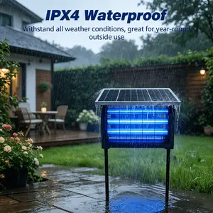 Solar USB Rechargeable Bug Zapper Light - 3 LED Tubes, Hanging & Standing Design, Waterproof Chemical-Free Insect Control Device with Auto-On/Off, Ideal for Backyard, Camping & Garden