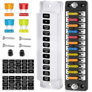 Nilight 12 Way Fuse Block with Negative Bus 12V Blade Fuse Holder ATC/ATO Standard Fuse Box Label Stickers Waterproof Cover Fuse Panel for Automotive Cars Trucks RVs Campers Vans