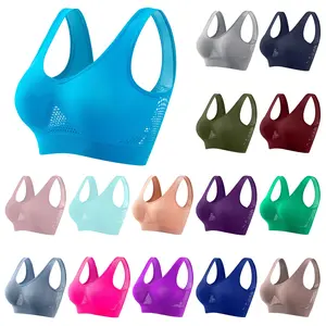 Sports Bras for Women plus Size Breathable Cool Lift up Air Bra Full Coverage Wireless Push up Bra Seamless Bralettes Sales Today Clearance Gray L DDAPJ pyju