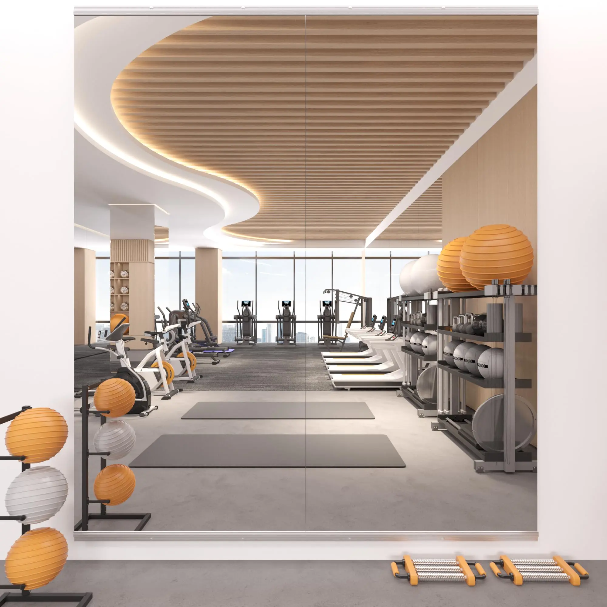 Frameless Rectangular Wall-Mounted Full Body Mirror - Tempered Glass Floating Mount Wall Gym Mirror for Home Workouts & Decor, Durable Home Accessory