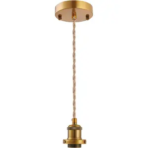 Industrial Mini Pendant Light Kit, E26 Socket Pendant Hanging Light, Hemp Rope Vintage Hanging Pendant Light Cord, Adjustable Pendant Lights Ceiling Mount Kitchen Island Farmhouse