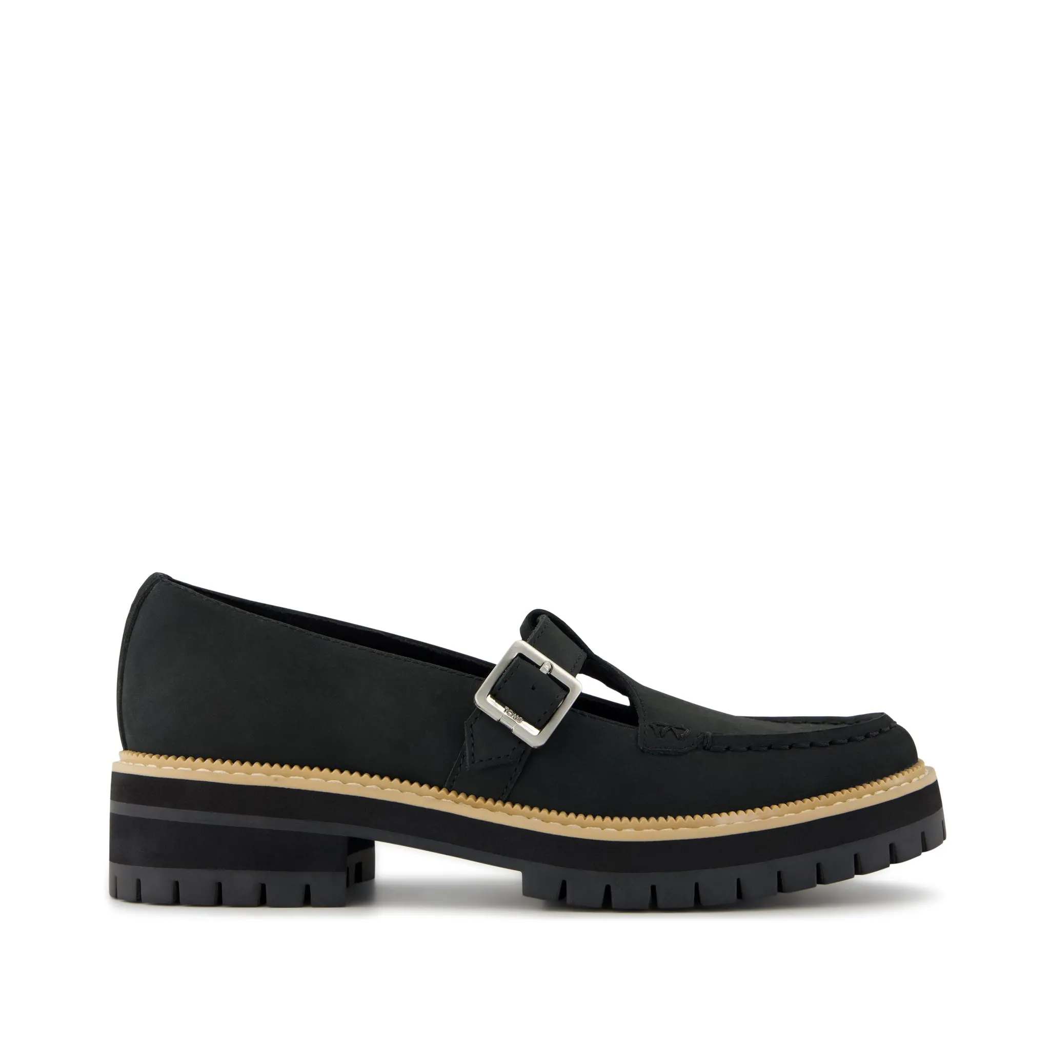 Womens Cara Mary Jane Loafer Black Nubuck Leather