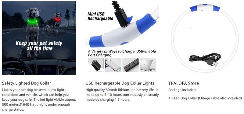 Led Dog Collar Luminous Usb Cat Dog Collar 3 Modes Led Light Glowing Loss Prevention LED Collar for Dogs Pet Dog Accessories