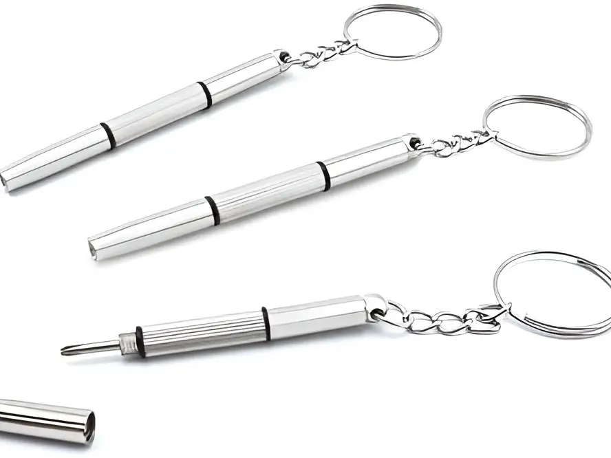 3 PCS Mini Portable Screwdrivers for Glasses, 3-in-1 Keyring Eyeglasses Repair Kit Flat Head Phillips Hex Handy Tiny Screw Drivers for Sunglasses, Small Electronics