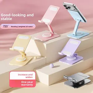 A desktop phone stand, made entirely of metal, sturdy and durable, rotatable and foldable, a must-have for lazy live streaming and watching shows, portable and compact, can also be used as a tablet stand, Stable Phone Holders