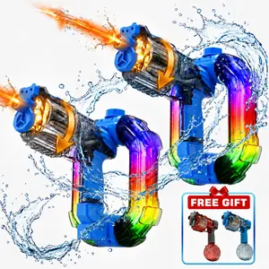 Electric Automatic Squirt Water Gun for Kids & Adults, Light-Up Water Blaster with Rotating Revolver-Style Chamber & Sound Effects, 750cc Large Tank, 20–26 ft Range Summer Pool Beach Backyard Toy.harmless water gun toy,summer outdoor fun toy