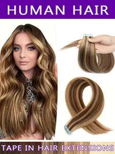 Human Hair Tape-In Extensions, Real Remy Human Hair, Invisible Seamless, High-Quality Natural Look, Salon Use, 20 Pieces/pack