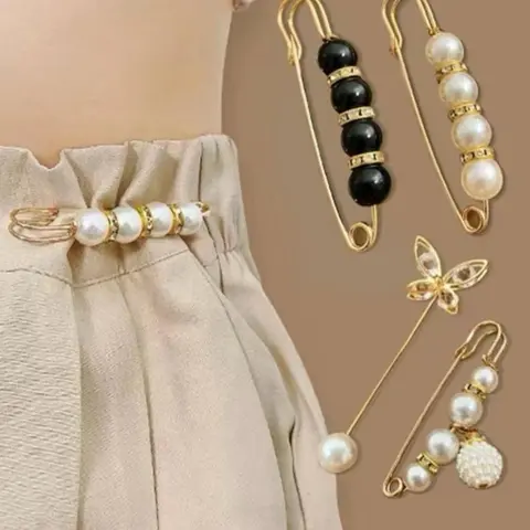 Faux Pearl Decorated Brooch Pins, Elegant Waist Adjustment Buckle Adjustable Clip for Women, Fashion Accessories for Party, Daily Decor, Trendy Exquisite Brooch for Birthday Gift, Jewellery, Jewelry