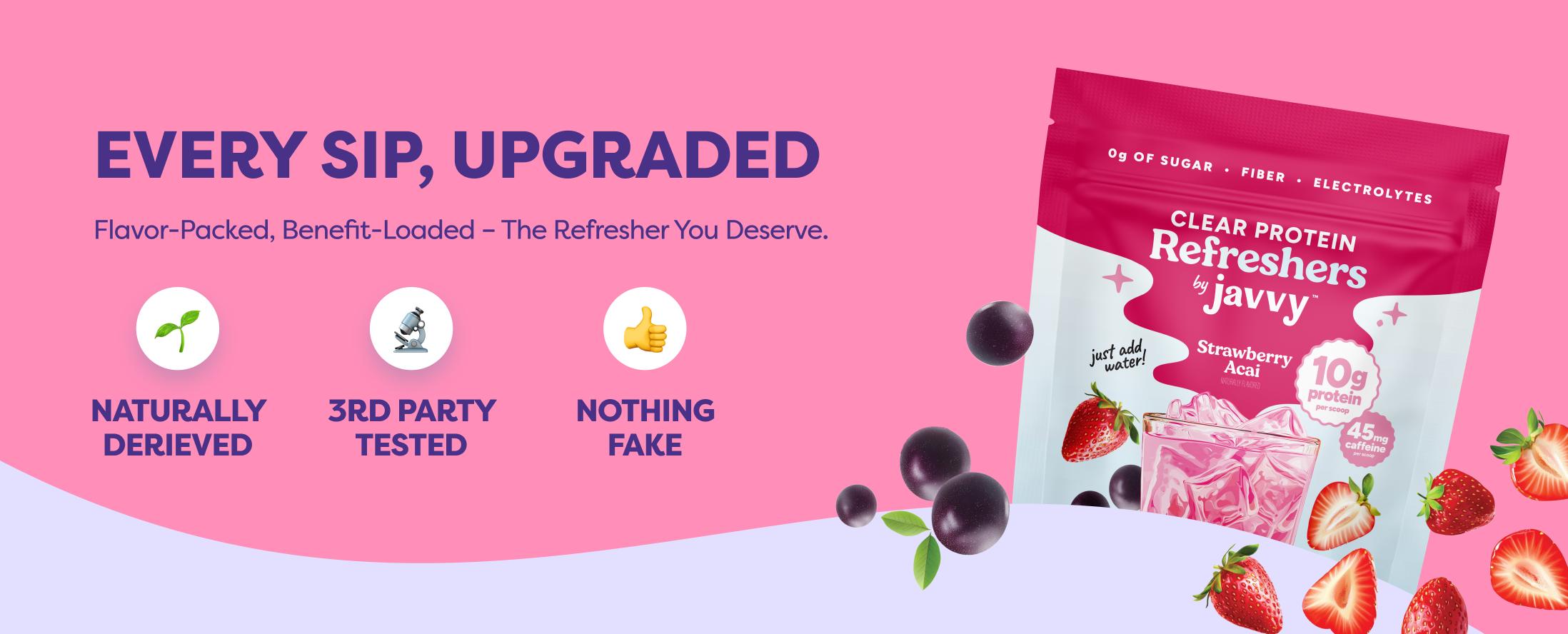 Javvy Pink Cream Protein Drink Bundle with Collagen - Strawberry Acai Refresher & Sweet Cream Collagen Protein Creamer – Pink Strawberry Sweet Cream Refresher with Clear Whey, Electrolytes & Collagen – Keto Friendly, No Added Sugar Javvy Pink Cream Protein Drink Bundle with Collagen - Strawberry Acai Refresher & Sweet Cream Collagen Protein Creamer – Pink Strawberry Sweet Cream Refresher with Clear Whey, Electrolytes & Collagen – Keto Friendly, No Added Sugar
