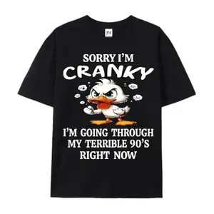 Cranky Duck T-Shirt, Sorry I'm Cranky Tee Gift, Funny 90s Retro Graphic Shirt, Sarcastic Humor Design, Casual Trendy Outfit, Trendy Womenswear, Menswear, Full Color 🦆😄✨