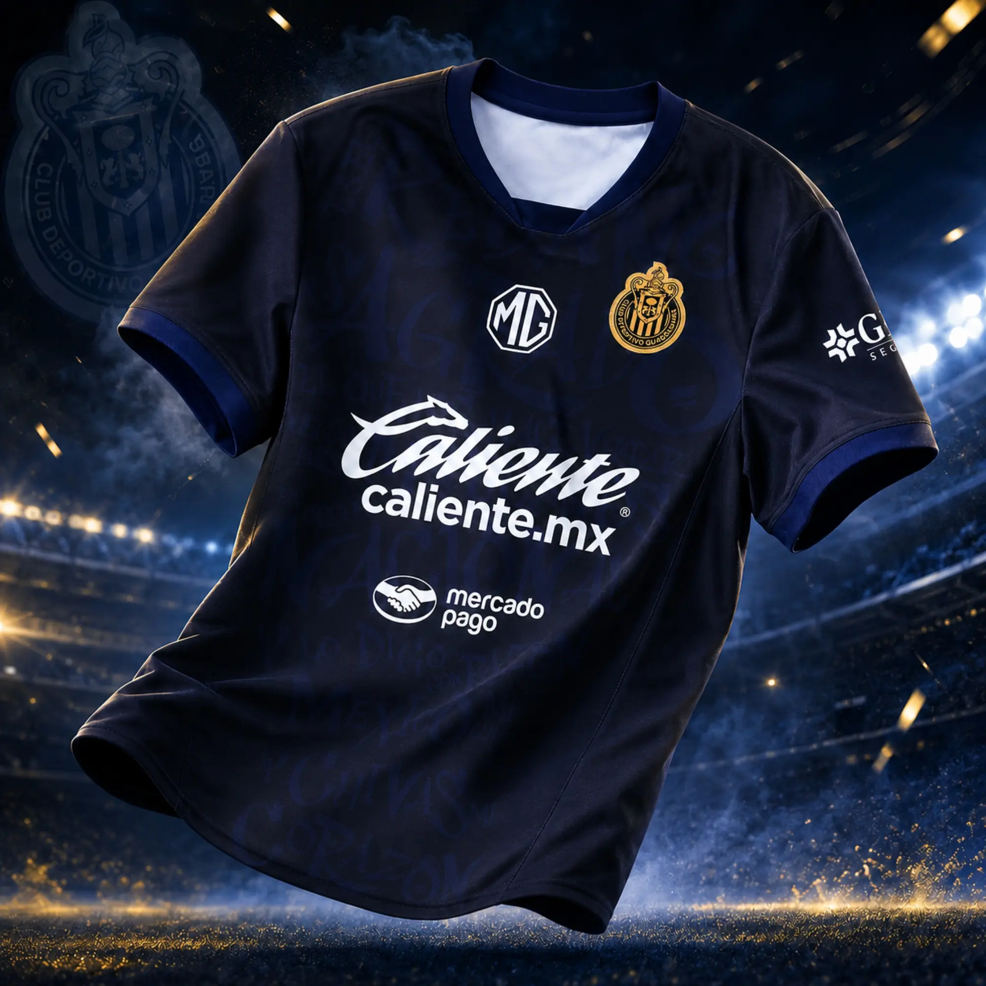 Navy Blue Chivas Guadalajara 2025/26 Men’s Away Soccer Jersey –Liga MX Football Shirt Quich Dry Lightweight Full Size S-5XL ( Full Logo)