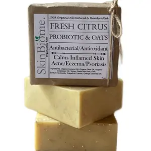 SkinBiome Fresh Citrus Tallow Soap Bar – All Natural Grass Fed Tallow Soap – Moisturizing Face & Body Wash Great for Eczema, Dry, Itchy, Sensitive Skin