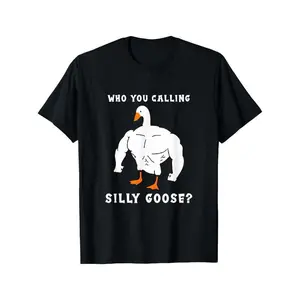 [Casual Style] Silly Goose" Funny Gym Meme T-Shirt, Comfortable Fit,  Muscular Goose Graphic, Ideal for Casual Wear & Holiday Gifts