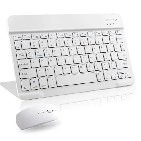 Multi-Device Wireless Keyboard & Mouse Combos, Ultra-Slim Ergonomic Rechargeable Bluetooth Bundle Set - Compact Rechargeable Keyboard & Mouse for iOS Tablets/Phones, Android Devices, PCs & Macs